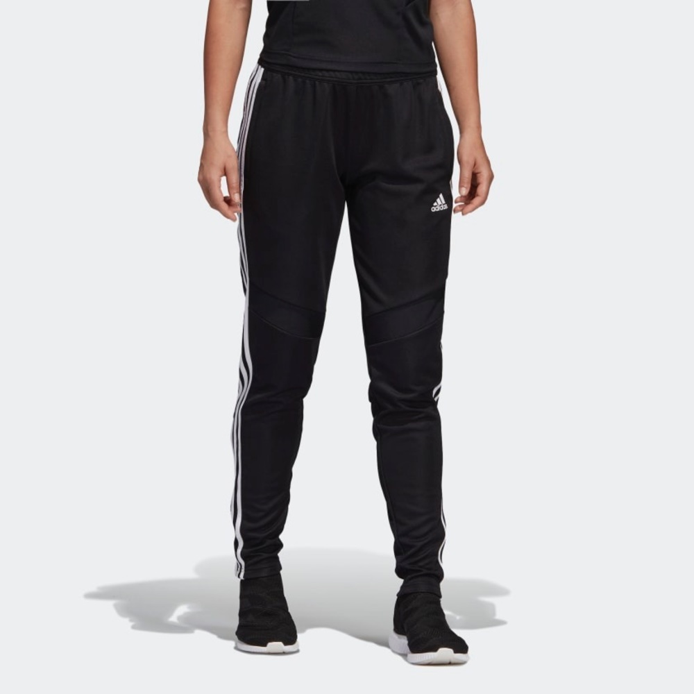 Adidas black joggers with silver stripe